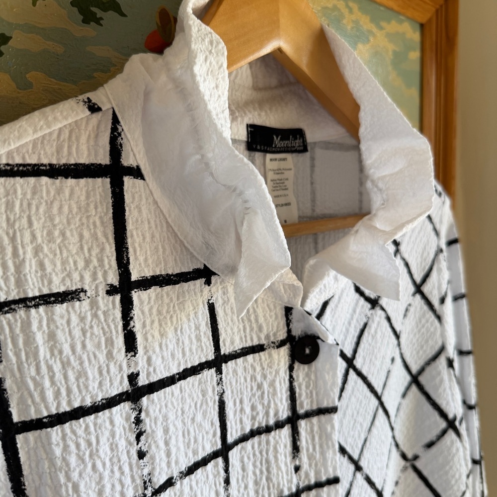 Moonlight Y&S Upright Collar Art-to-Wear Button-up Tunic Blouse Jacket M - NWOT